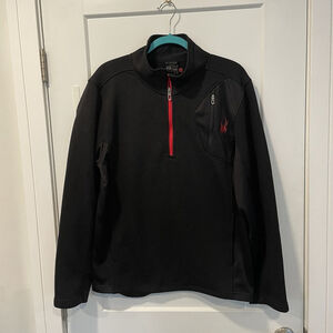 Spyder 1/4 Zip Sweater Mens Large Black Red Sweatshirt Jacket Outdoor Adult READ